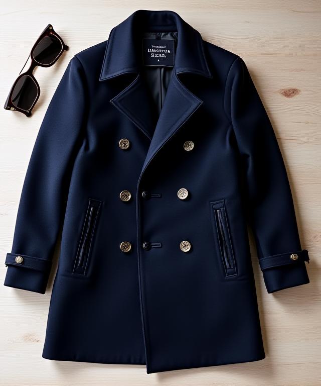 Peacoat moderno in lana blu scuro