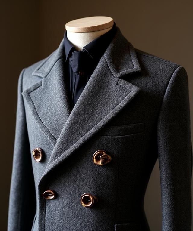 Cappotto in Tweed Grigio Antracite